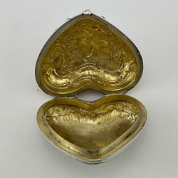 Decorative Heart Shaped Dutch Sterling Silver Trinket Box