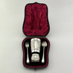 Boxed Victorian Sterling Silver Christening Set (1893 and 1895)
