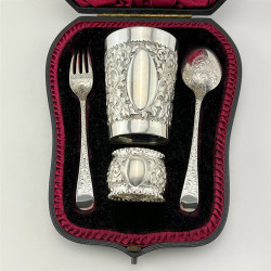 Boxed Victorian Sterling Silver Christening Set