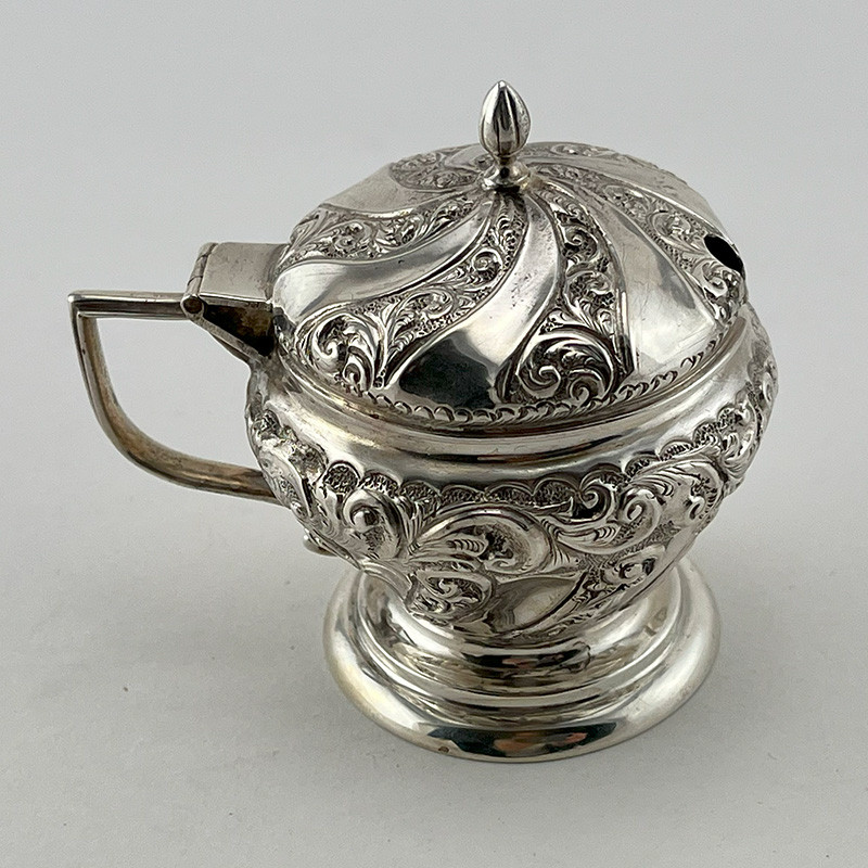 Pretty Victorian Sterling Silver Mustard Pot with Original Liner (1896)