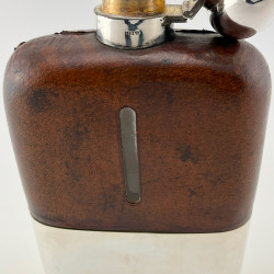 Large Goliath Style Silver Plated and Leather Hip Flask