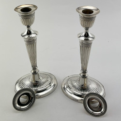 Pair of Elegant Georgian Style Sterling Silver Candlesticks