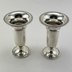 Pair of Pretty Trumpet Shaped Sterling Silver Vases