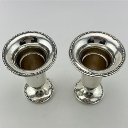 Pair of Pretty Trumpet Shaped Sterling Silver Vases