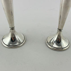 Pair of Attractive Sterling Silver Vases with Scolloped Shaped Bowls