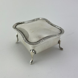 Good Quality Small Square Edwardian Sterling Silver Jewellery Box