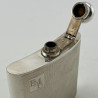 Sterling Silver Hip Flask with Curved Body and Engine Turned Pattern
