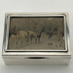 Unusual Hunting Scene Sterling Silver Trinket or Cigarette Box (1901)