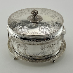 Quality Victorian Silver Plated Oval Biscuit Box or Barrel (c.1880)