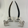Unusual Decorative Pair of Victorian Silver Plated Stag Column Candlesticks