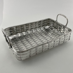 Very Decorative Silver Plated Lattice Work Bread Basket (c.1900)