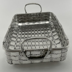 Very Decorative Silver Plated Lattice Work Bread Basket