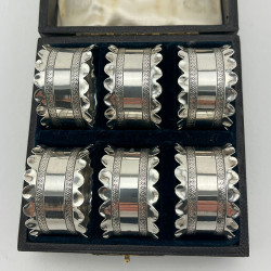 Boxed Set of 6 Victorian Sterling Silver Napkin Rings