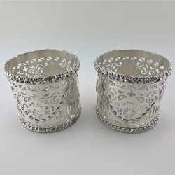 Pair of Decorative Silver Plated Tall Coasters or Flower Pots (c.1895)