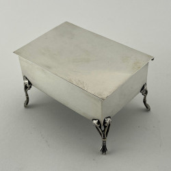 Smart Good Quality Sterling Silver Rectangular Jewellery Box (1919)