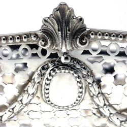 Pierced Oval Silver Bowl with Wavy Beaded Border