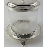 Pretty Victorian Glass and Silver Plated Biscuit Barrel or Box