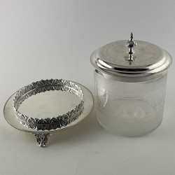 Pretty Victorian Glass and Silver Plated Biscuit Barrel or Box