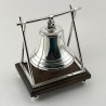 Unusual Late Victorian Oak & Silver Plated Table Bell (c.1900)