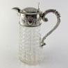 Very Fine Late Victorian Sterling Silver and Cut Glass Claret Jug