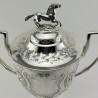 Decorative Victorian Lidded Silver Plated Trophy Cup with Horse Finial