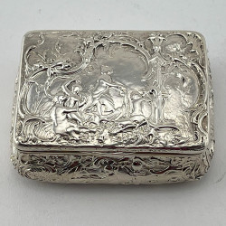 Good Quality Antique Dutch Sterling Silver Box Decorated with Cherubs and Dolphins (c.1895)