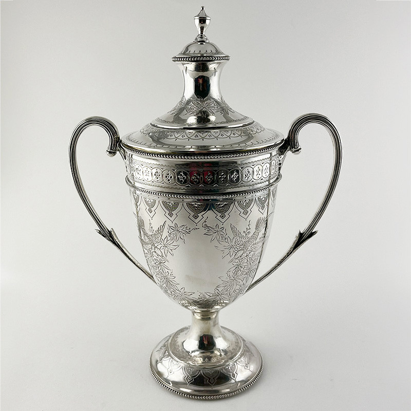 Impressive Victorian Sterling Silver Lidded Trophy Cup (1890)