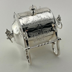 Unusual Design Victorian Silver Plated Biscuit Box or Barrel (c.1880)