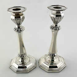 Pair of Good Quality George Unite Sterling Silver Candlesticks (1900)