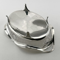 Elegant Edwardian Sterling Silver Oval Bowl or Serving Dish