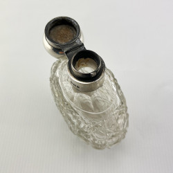 Unusual Edwardian Sterling Silver and Cut Glass Perfume Bottle