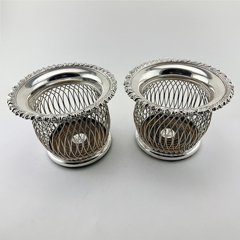 Pair of Victorian 12.7cm (5") High Silver Plated Bottle Coasters (c.1900)