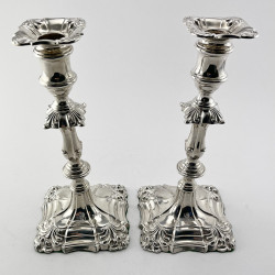 Pair of Victorian Crested Sterling Silver Candlesticks by Thomas Bradbury (1900)