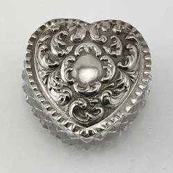 Edwardian Heart Shaped Sterling Silver Trinket Box