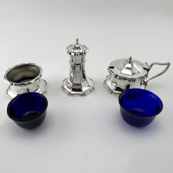 Edwardian Sterling Silver Condiment Set in a Lighthouse Style (1910)