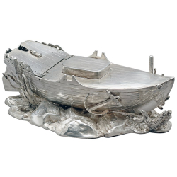 Rare Silver Plate Spoon Warmer in the Shape of a Boat
