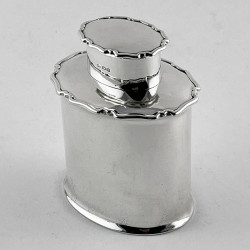 Good Quality and Gauge Edwardian Sterling Silver Oval Tea Caddy (1904)