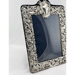 Decorative Large Late Victorian Silver Photo Frame Marked STERLING