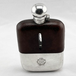 Good Quality Late Victorian Silver Plated and Leather Hip Flask (c.1900)