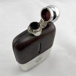 Good Quality Late Victorian Silver Plated and Leather Hip Flask