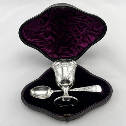Boxed Victorian Sterling Silver Egg Cup & Spoon Christening Set (1894)