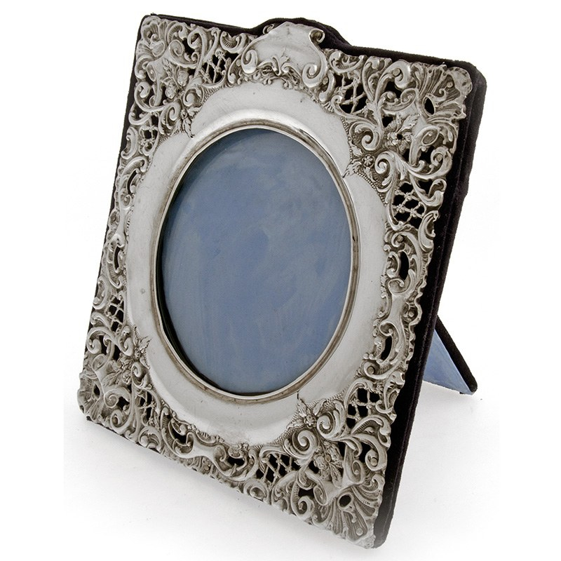 Square Pierced and Embossed Silver Picture Frame