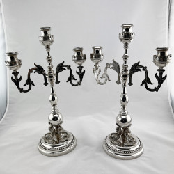 Superb Quality Pair of Victorian Silver Plated Three Light Candelabra (c.1890)