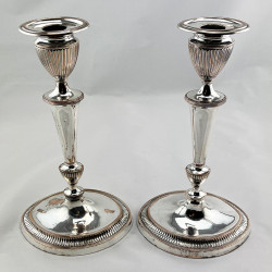 Elegant Pair of Georgian Old Sheffield Plate Candlesticks (c.1790)