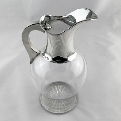 Stylish Plain Victorian Sterling Silver and Clear Glass Claret Jug (1881)