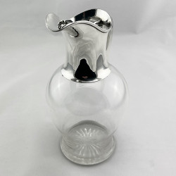 Stylish Plain Victorian Sterling Silver and Clear Glass Claret Jug