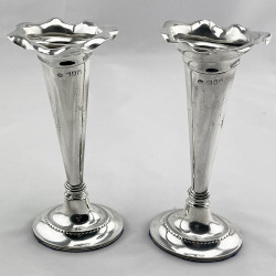 Elegant Pair of Victorian Sterling Silver Flower Vases (1889)