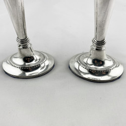 Elegant Pair of Victorian Sterling Silver Flower Vases