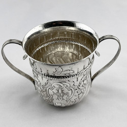 Georgian Style Edwardian Sterling Silver Porringer or Christening Cup (1905).