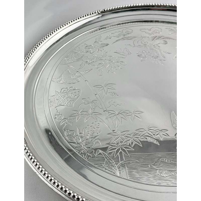 Victorian Aesthetic Movement Mappin & Webb Large Silver Plated Salver